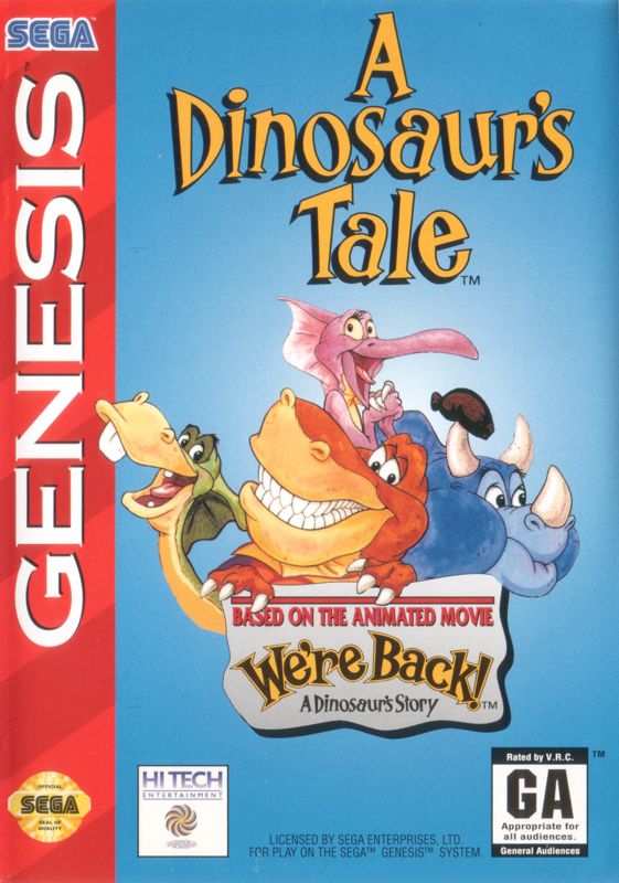 A Dinosaur's Tale box art for Sega Genesis
